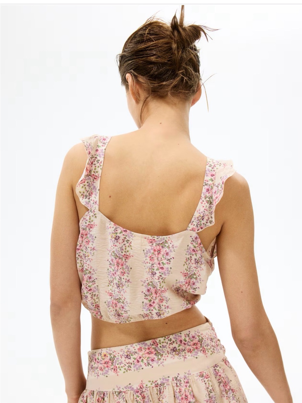 H&M Pink Floral Ruffle Crop Top - Picture 3 of 5